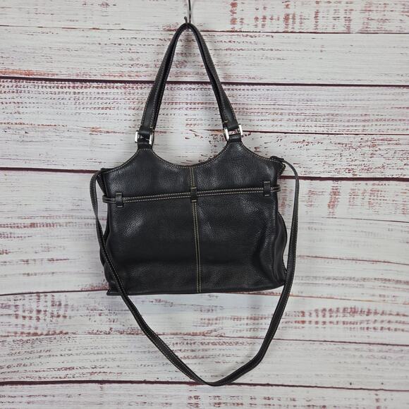 The Sak Black Leather Purse Tote Dual Handle Crossbody Timeless Classic Bag - Picture 3 of 16